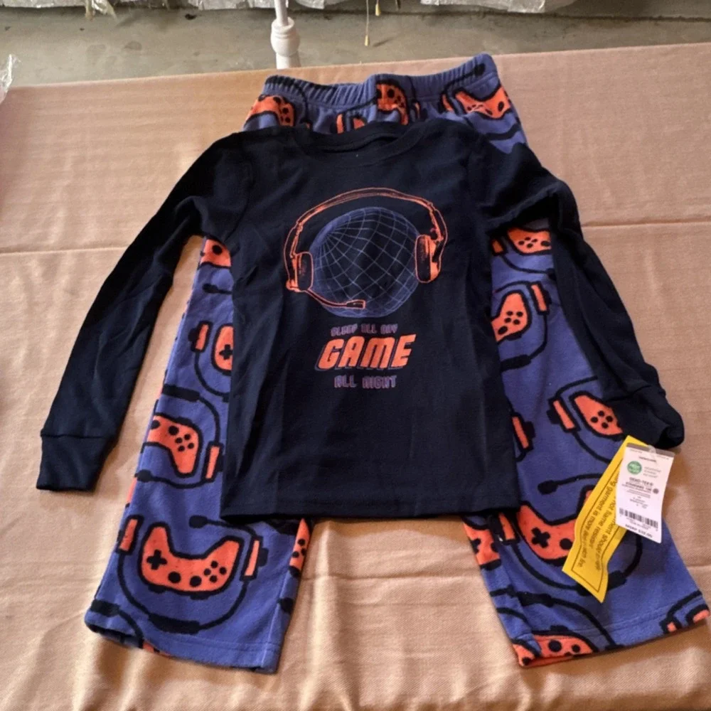 Carter's Boys 2pc Fleece Pajama Set 6/6A Blue/Orange Video Game Graphic